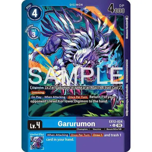 Digimon Trading Card Game Digital World Shambala Uncommon Garurumon EX12-024 [Limited Foil]