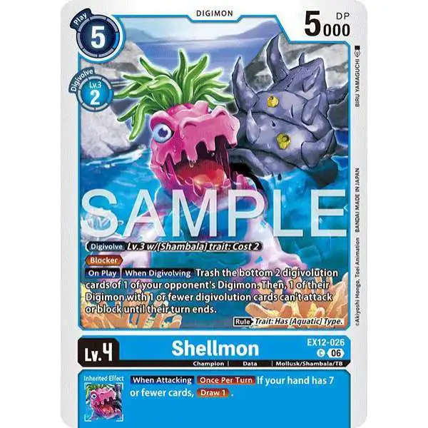 Digimon Trading Card Game Digital World Shambala Common Shellmon EX12-026