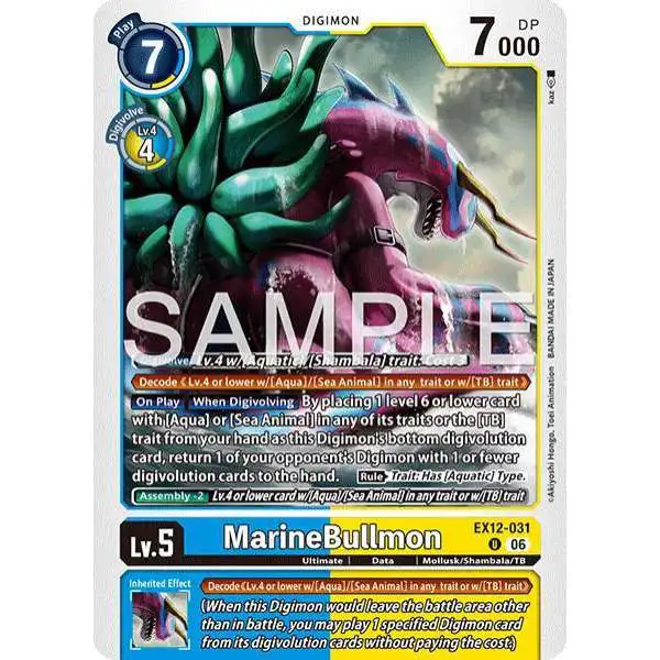 Digimon Trading Card Game Digital World Shambala Uncommon MarineBullmon EX12-031