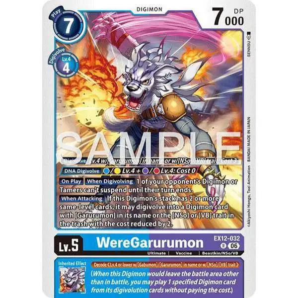Digimon Trading Card Game Digital World Shambala Rare WereGarurumon EX12-032