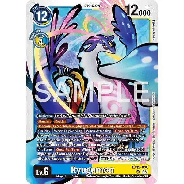 Digimon Trading Card Game Digital World Shambala Super Rare Ryugumon EX12-036