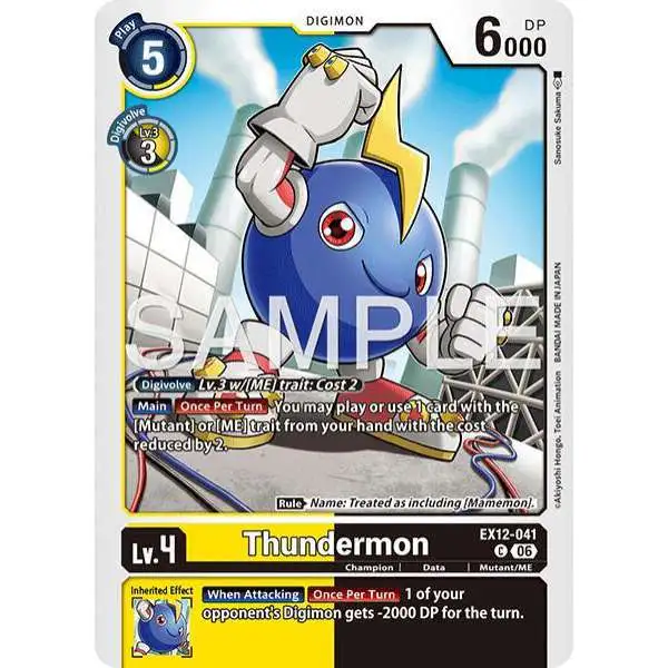 Digimon Trading Card Game Digital World Shambala Common Thundermon EX12-041