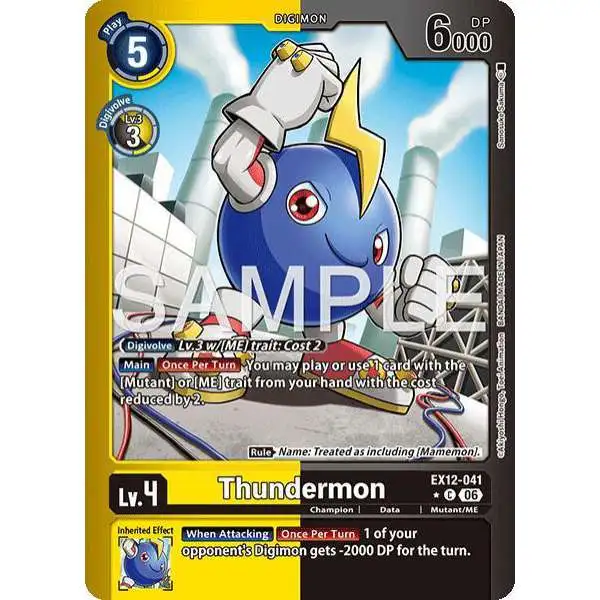 Digimon Trading Card Game Digital World Shambala Common Thundermon EX12-041 [Limited Foil]
