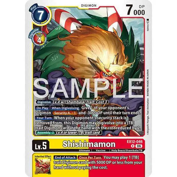 Digimon Trading Card Game Digital World Shambala Rare Shishimamon EX12-046