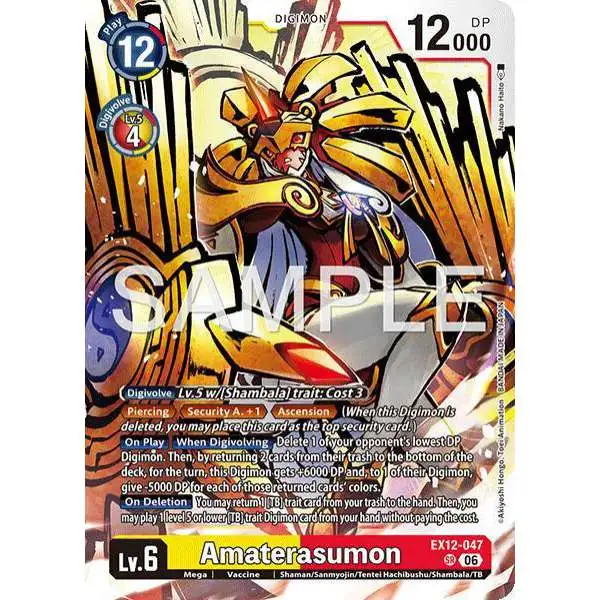 Digimon Trading Card Game Digital World Shambala Super Rare Amaterasumon EX12-047
