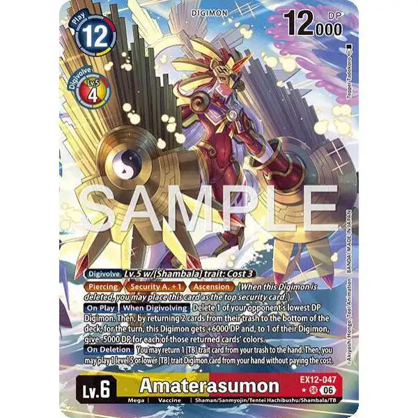 Digimon Trading Card Game Digital World Shambala Super Rare Amaterasumon EX12-047 [Alternate Art]