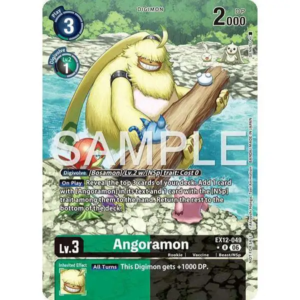 Digimon Trading Card Game Digital World Shambala Rare Angoramon EX12-049 [Box Topper]