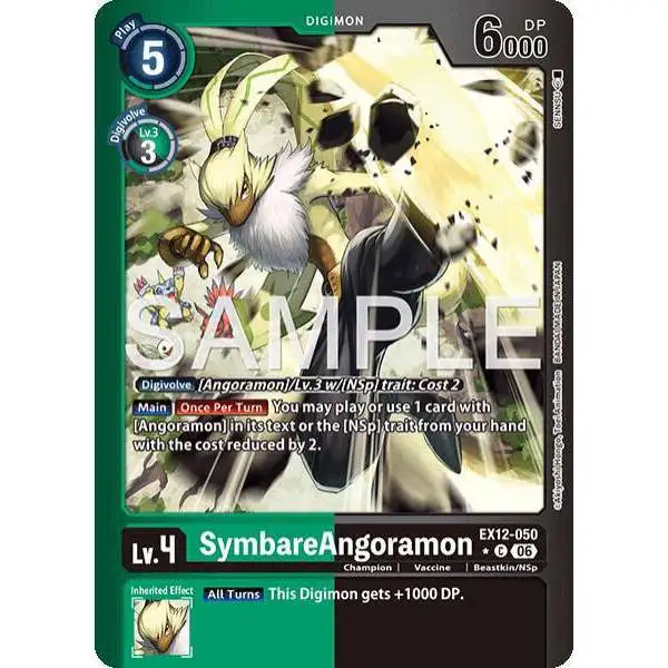 Digimon Trading Card Game Digital World Shambala Common SymbareAngoramon EX12-050 [Limited Foil]