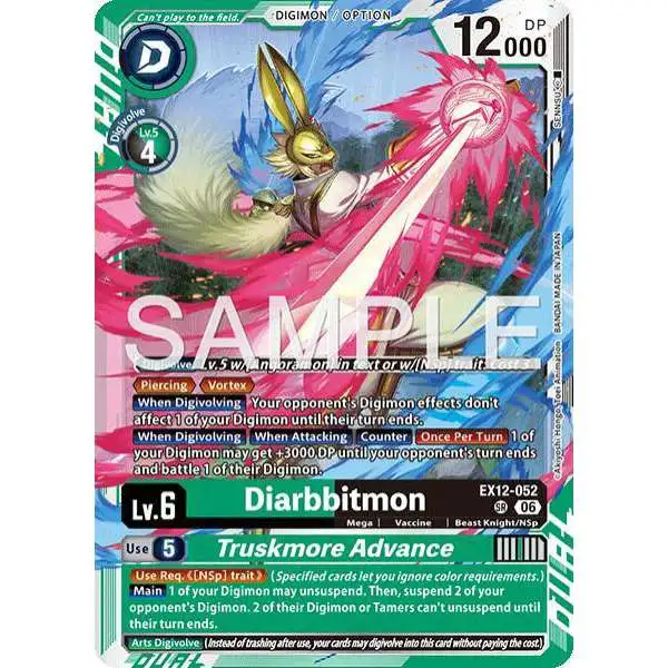 Digimon Trading Card Game Digital World Shambala Super Rare Diarbbitmon // Truskmore Advance EX12-052