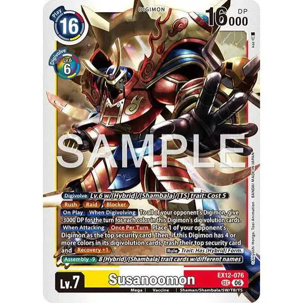 Digimon Trading Card Game Digital World Shambala Secret Rare Susanoomon EX12-076