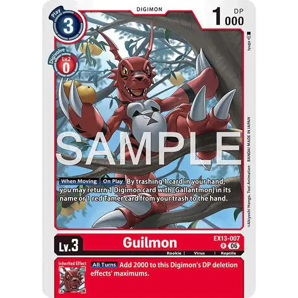 Digimon Trading Card Game Chivalrous XIII Rare Guilmon EX13-007