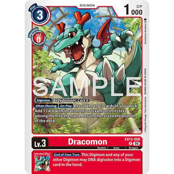 Digimon Trading Card Game Chivalrous XIII Rare Dracomon EX13-008