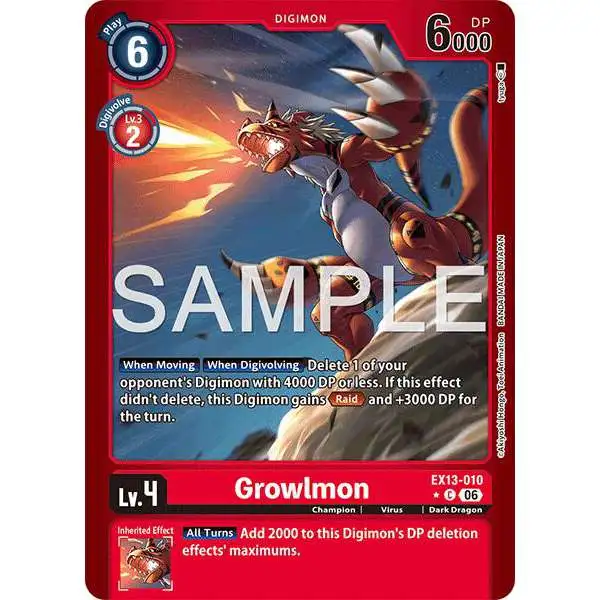 Digimon Trading Card Game Chivalrous XIII Common Growlmon EX13-010 [Limited Foil]