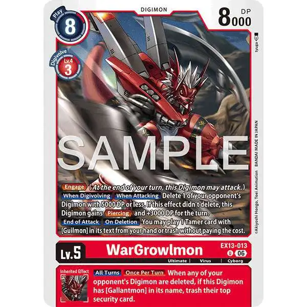 Digimon Trading Card Game Chivalrous XIII Uncommon WarGrowlmon EX13-013
