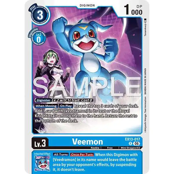Digimon Trading Card Game Chivalrous XIII Rare Veemon EX13-017