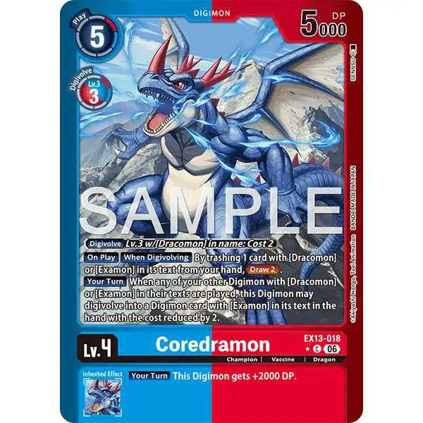 Digimon Trading Card Game Chivalrous XIII Common Coredramon - EX13-018 EX13-018 [Limited Foil]