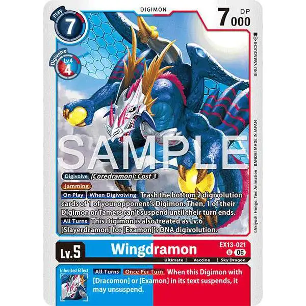 Digimon Trading Card Game Chivalrous XIII Uncommon Wingdramon EX13-021