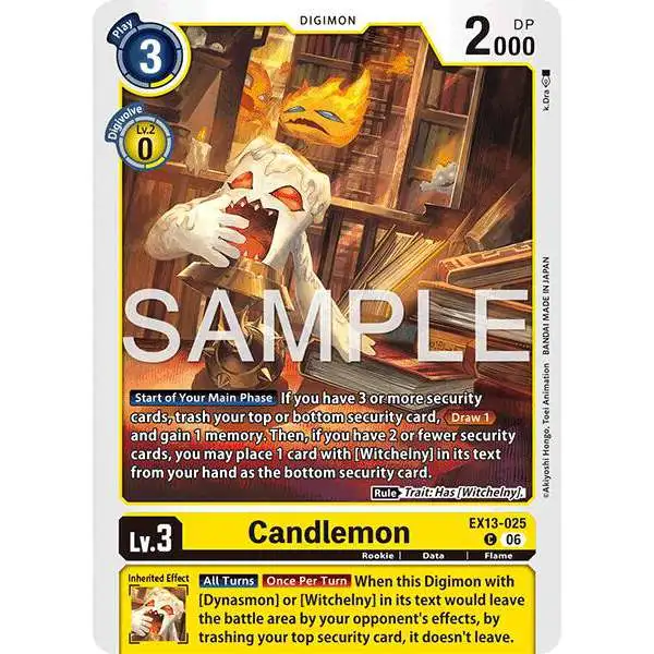 Digimon Trading Card Game Chivalrous XIII Common Candlemon EX13-025