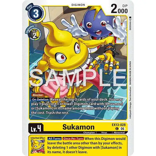 Digimon Trading Card Game Chivalrous XIII Common Sukamon EX13-028