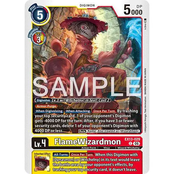 Digimon Trading Card Game Chivalrous XIII Common FlameWizardmon EX13-029