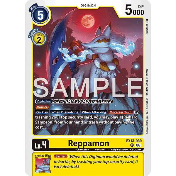 Digimon Trading Card Game Chivalrous XIII Common Reppamon EX13-030