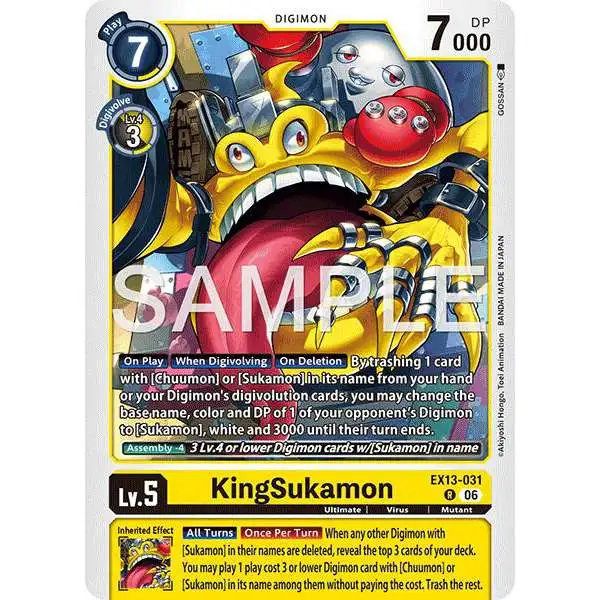 Digimon Trading Card Game Chivalrous XIII Rare KingSukamon EX13-031