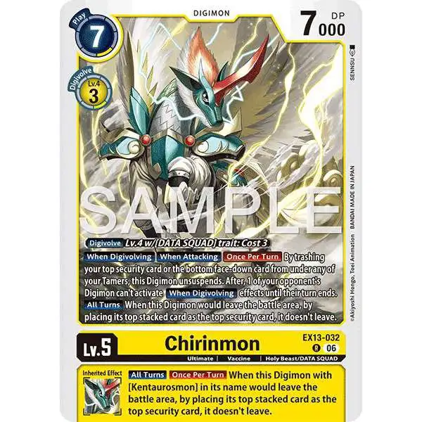 Digimon Trading Card Game Chivalrous XIII Rare Chirinmon EX13-032