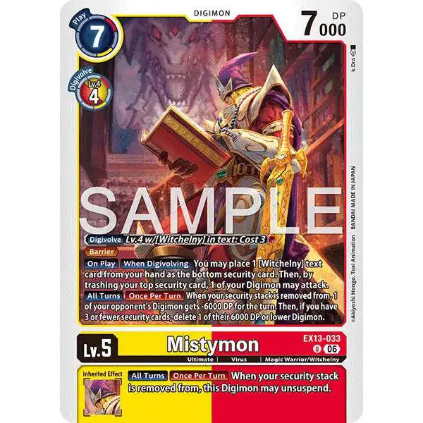 Digimon Trading Card Game Chivalrous XIII Uncommon Mistymon EX13-033