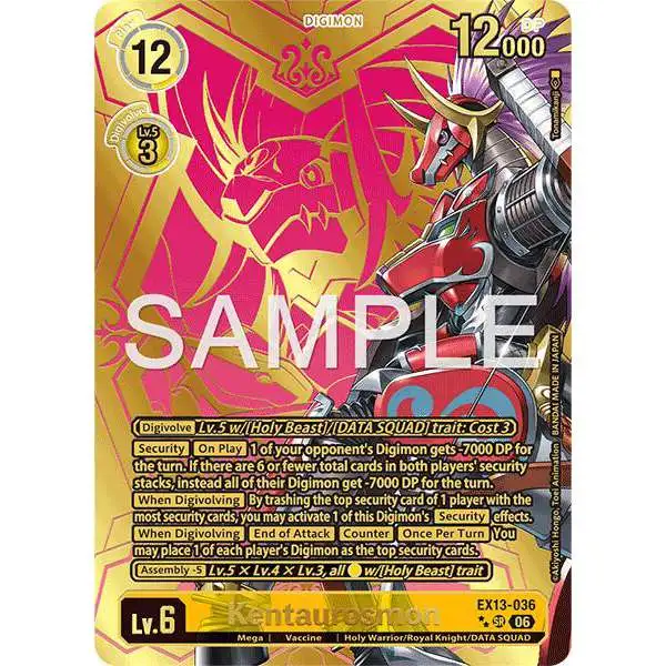 Digimon Trading Card Game Chivalrous XIII Super Rare Kentaurosmon EX13-036 [Rare Pull]
