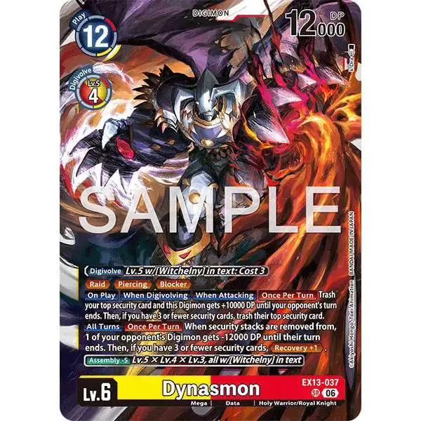 Digimon Trading Card Game Chivalrous XIII Super Rare Dynasmon EX13-037