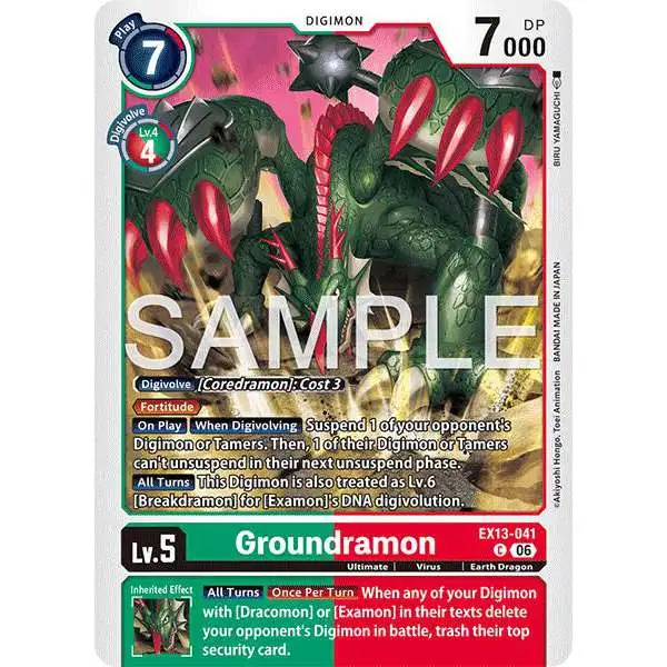 Digimon Trading Card Game Chivalrous XIII Common Groundramon EX13-041