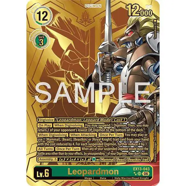 Digimon Trading Card Game Chivalrous XIII Super Rare Leopardmon EX13-043 [Rare Pull]