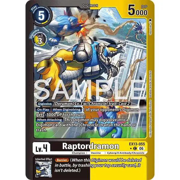 Digimon Trading Card Game Chivalrous XIII Common Raptordramon EX13-055 [Limited Foil]