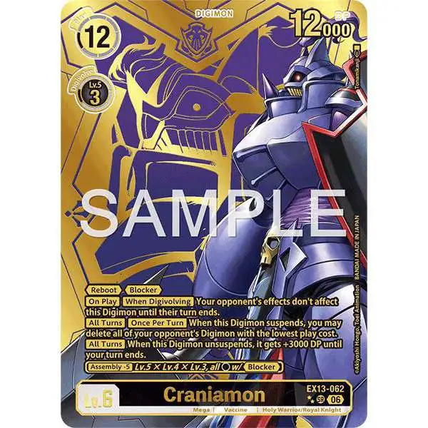 Digimon Trading Card Game Chivalrous XIII Super Rare Craniamon EX13-062 [Rare Pull]