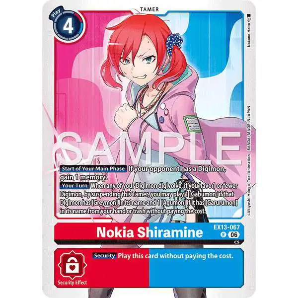 Digimon Trading Card Game Chivalrous XIII Rare Nokia Shiramine EX13-067