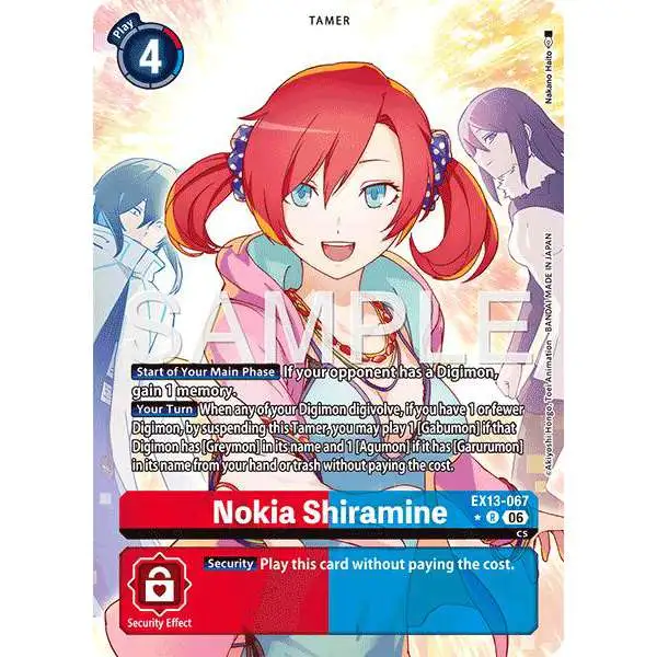 Digimon Trading Card Game Chivalrous XIII Rare Nokia Shiramine EX13-067 [Alternate Art]
