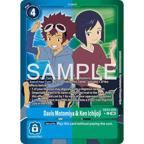 Digimon Trading Card Game Chivalrous XIII Uncommon Davis Motomiya & Ken Ichijoji EX13-070 [Limited Foil]