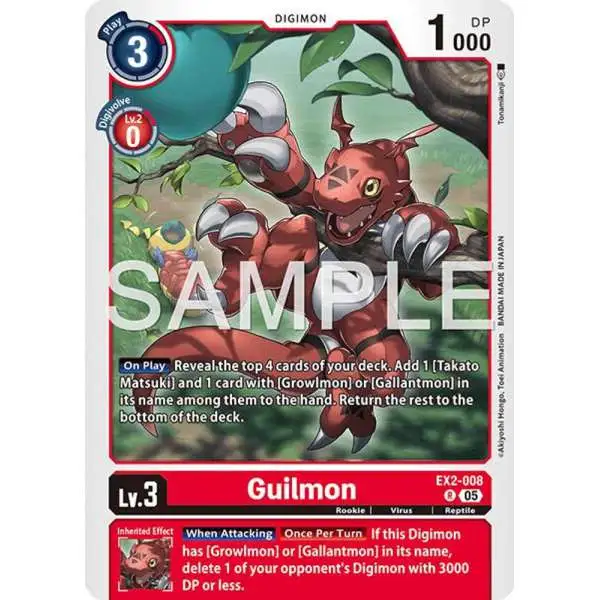 Trading Card Game Advanced Booster Digimon Generation Rare Guilmon EX2-008 [Reprint]