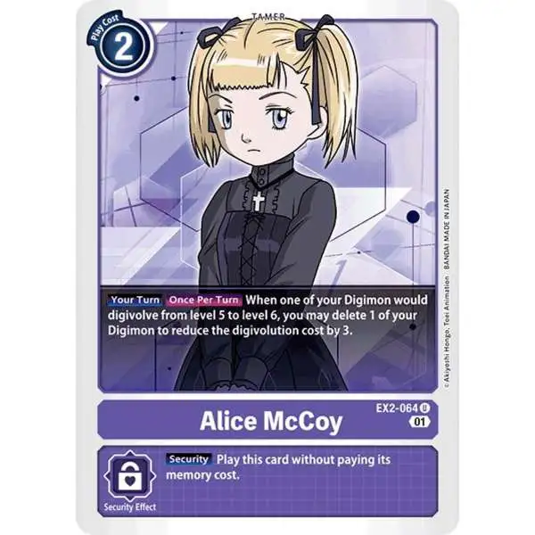 Digimon Trading Card Game Digital Hazard Uncommon Alice McCoy EX2-064
