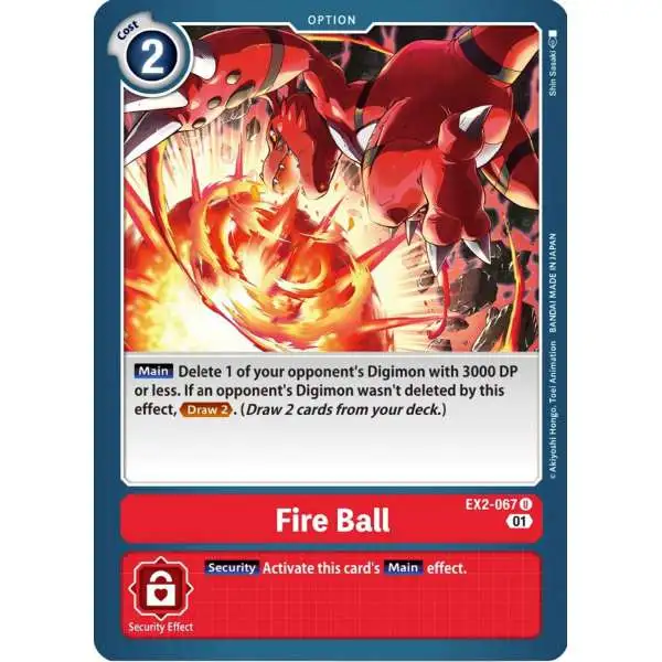 Digimon Trading Card Game Digital Hazard Uncommon Fire Ball EX2-067