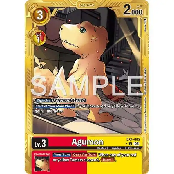 Trading Card Game Advanced Booster Digimon Generation Uncommon Agumon EX4-005 [Gold Border]