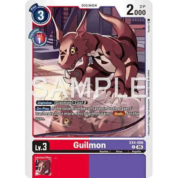 Trading Card Game Advanced Booster Digimon Generation Common Guilmon EX4-006 [Reprint]