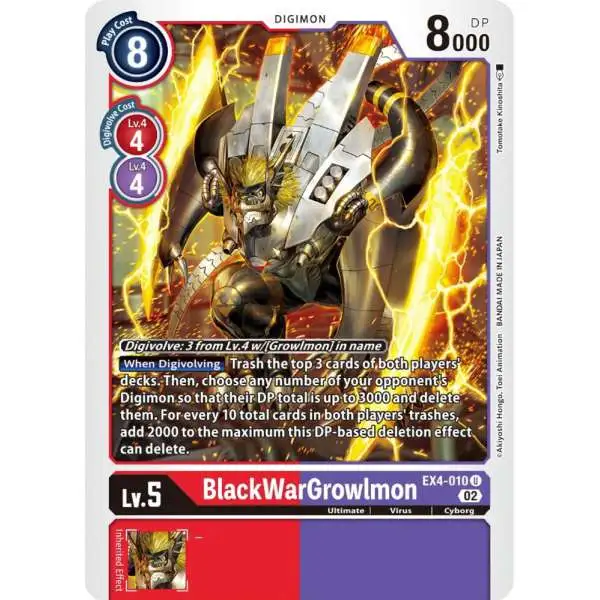 Digimon Trading Card Game Alternative Being Uncommon BlackWarGrowlmon EX4-010