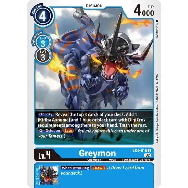 Digimon Trading Card Game Alternative Being Uncommon Greymon - EX4-016 EX4-016