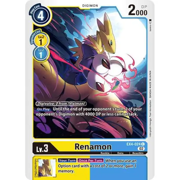 Digimon Trading Card Game Alternative Being Common Renamon EX4-024