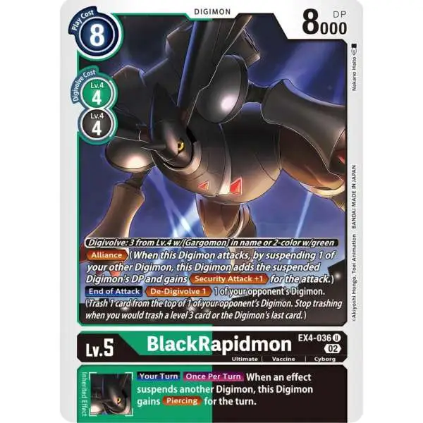 Digimon Trading Card Game Alternative Being Uncommon BlackRapidmon EX4-036