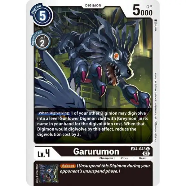 Digimon Trading Card Game Alternative Being Common Garurumon EX4-043