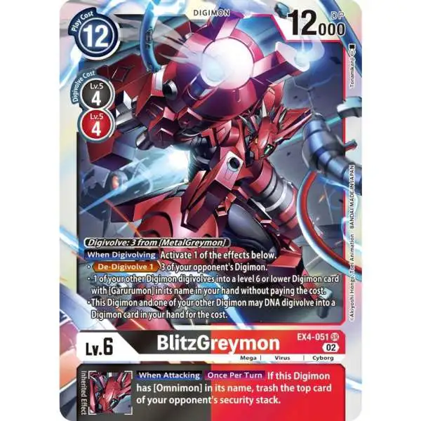 Digimon Trading Card Game Alternative Being Super Rare BlitzGreymon EX4-051