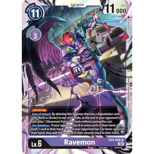 Digimon Trading Card Game Alternative Being Super Rare Ravemon EX4-058