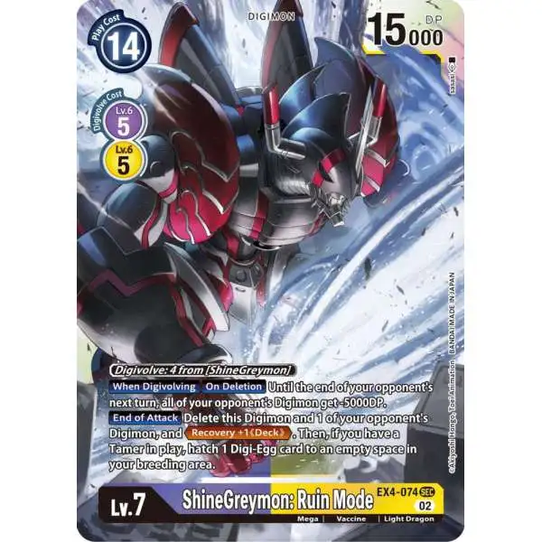 Digimon Trading Card Game Alternative Being Secret Rare ShineGreymon: Ruin Mode EX4-074
